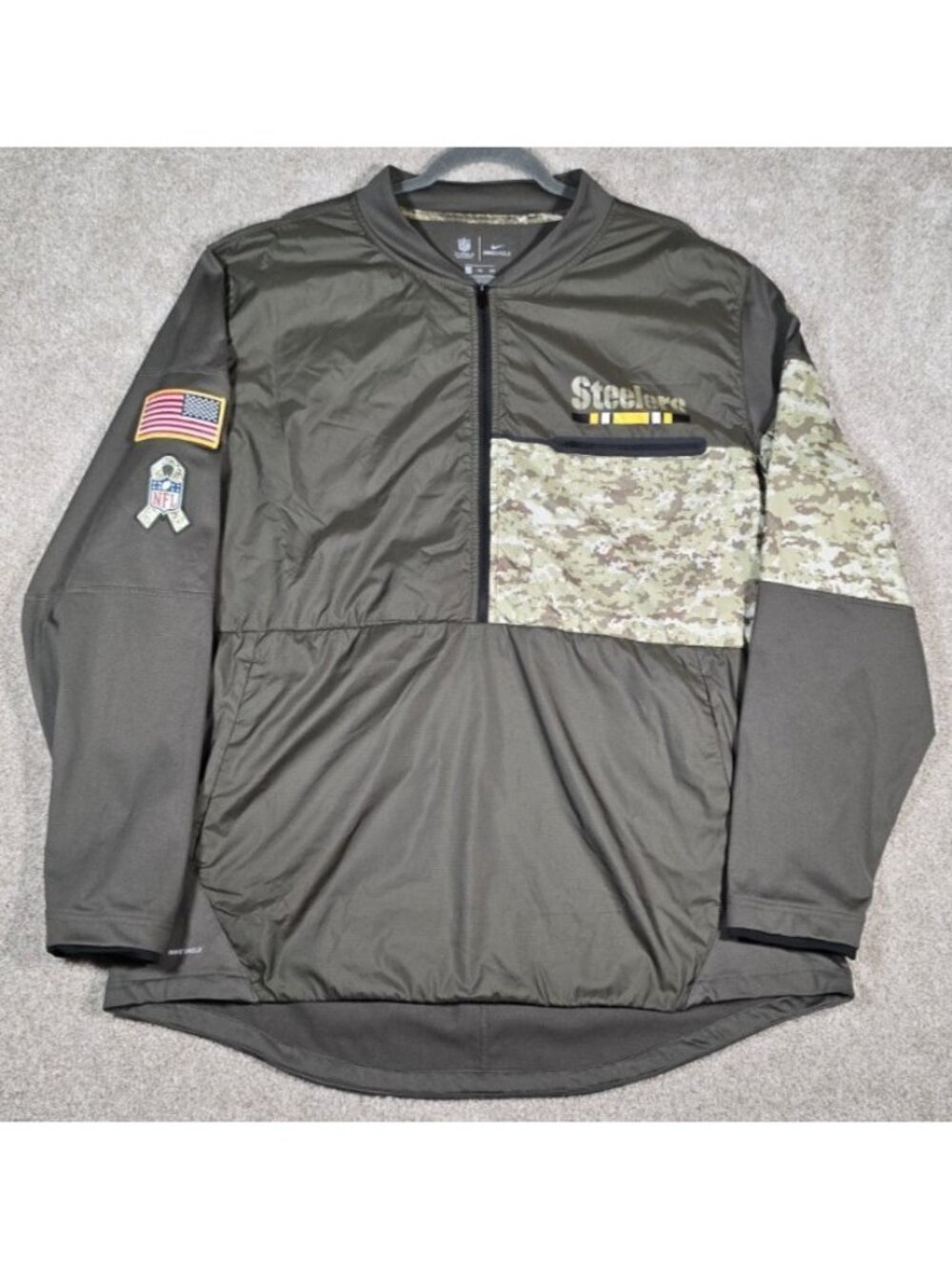 Pittsburgh Steelers Nike Salute to Service 1/2 Zip Camouflage Pullover Men's XXL
